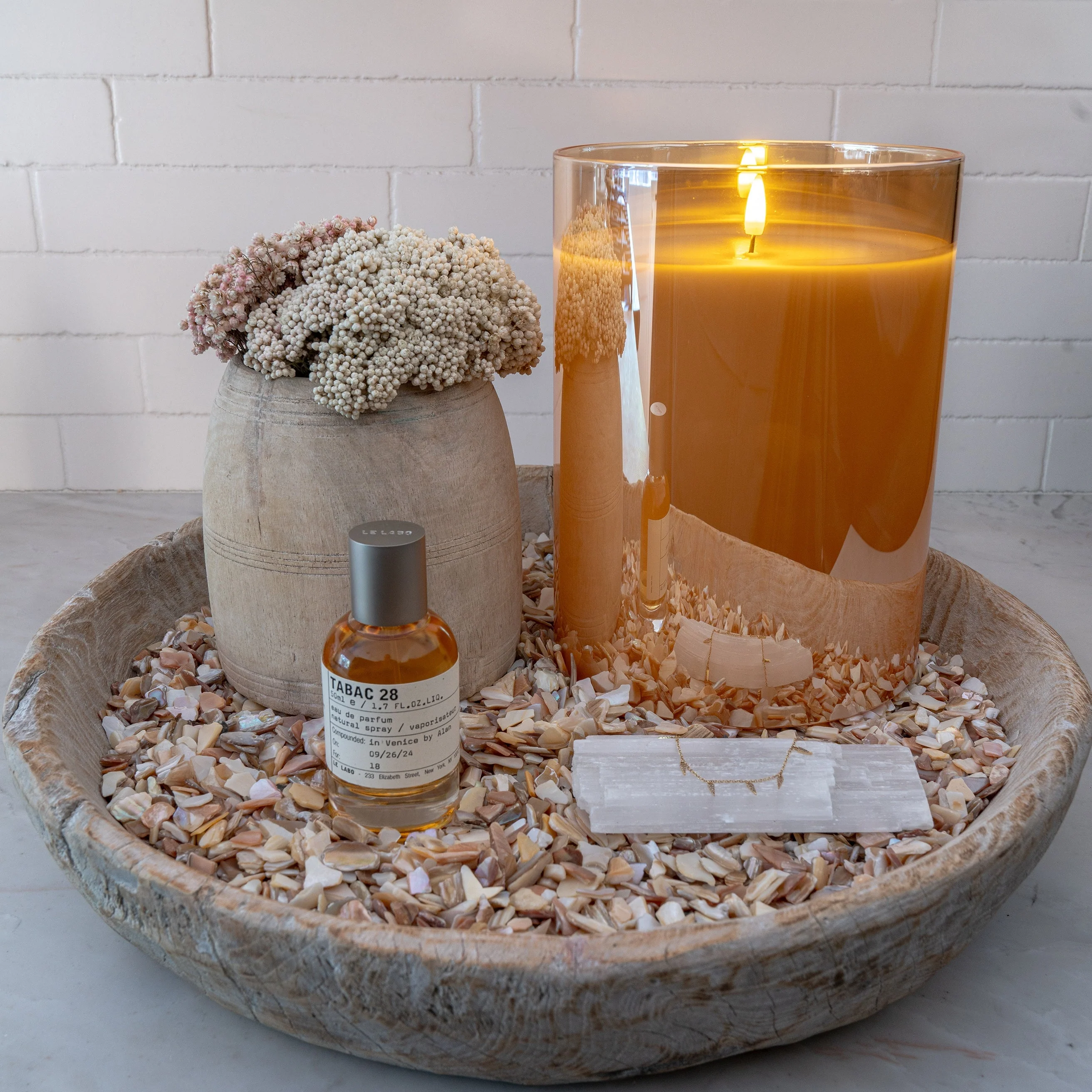 Huge Amber LED Flameless Hurricane Glass Candle - Image 4