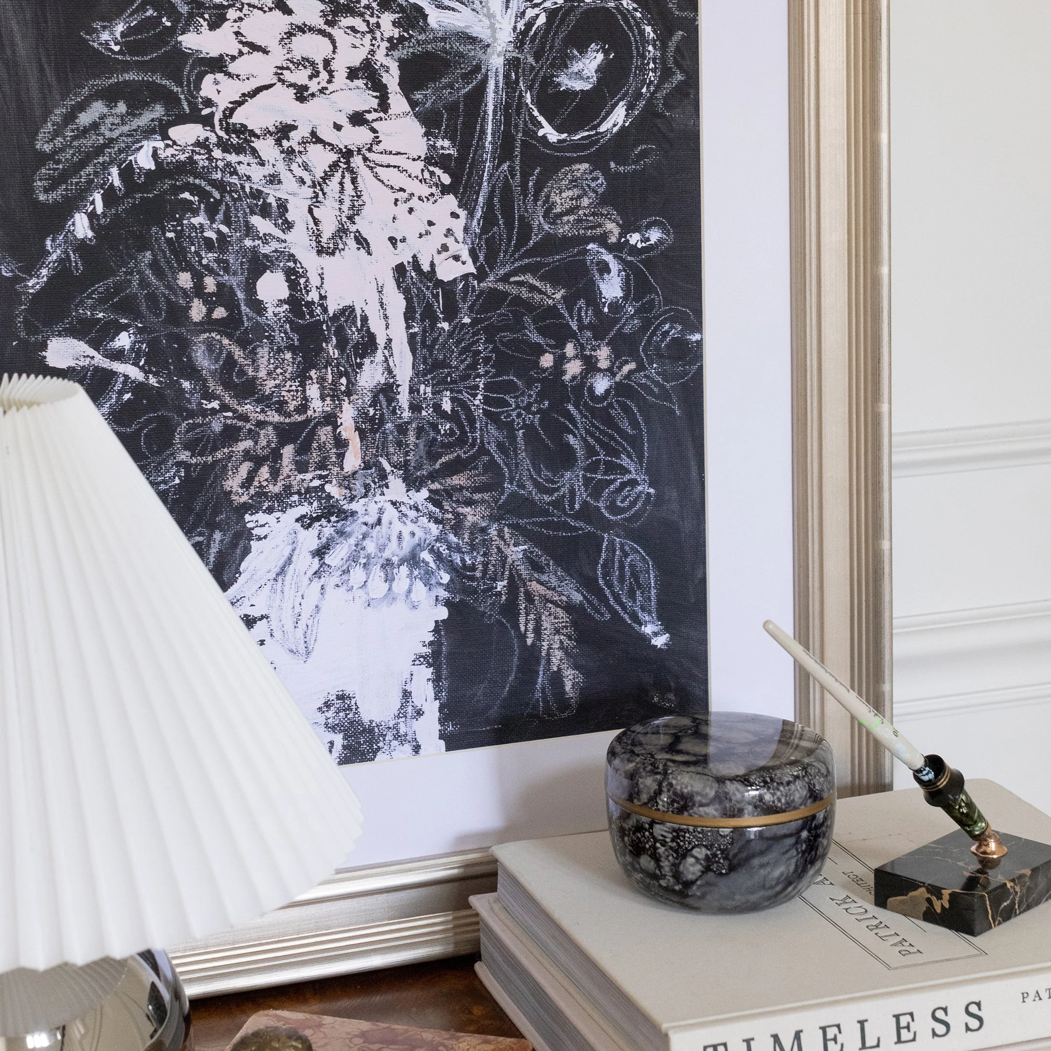 Black Floral Sketch Canvas Wall Art - Image 5