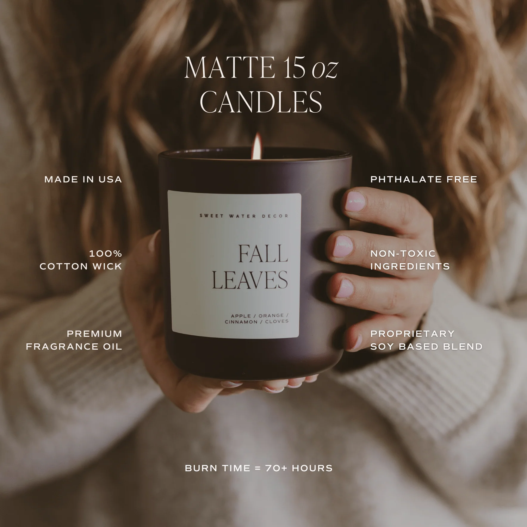 Fall Leaves Soy Candle (15oz Brown Matte Jar) - Image 4