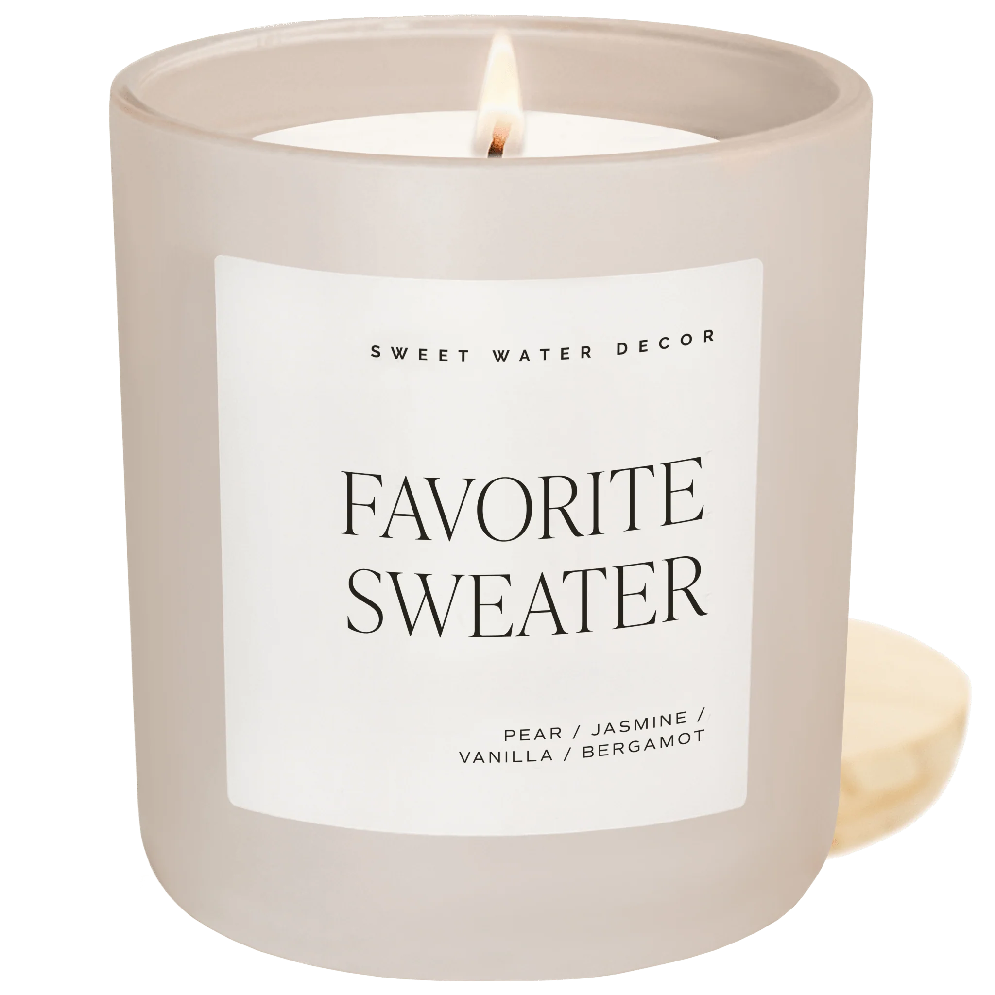 Favorite Sweater Soy Candle (15oz Tan Matte Jar) - Image 3