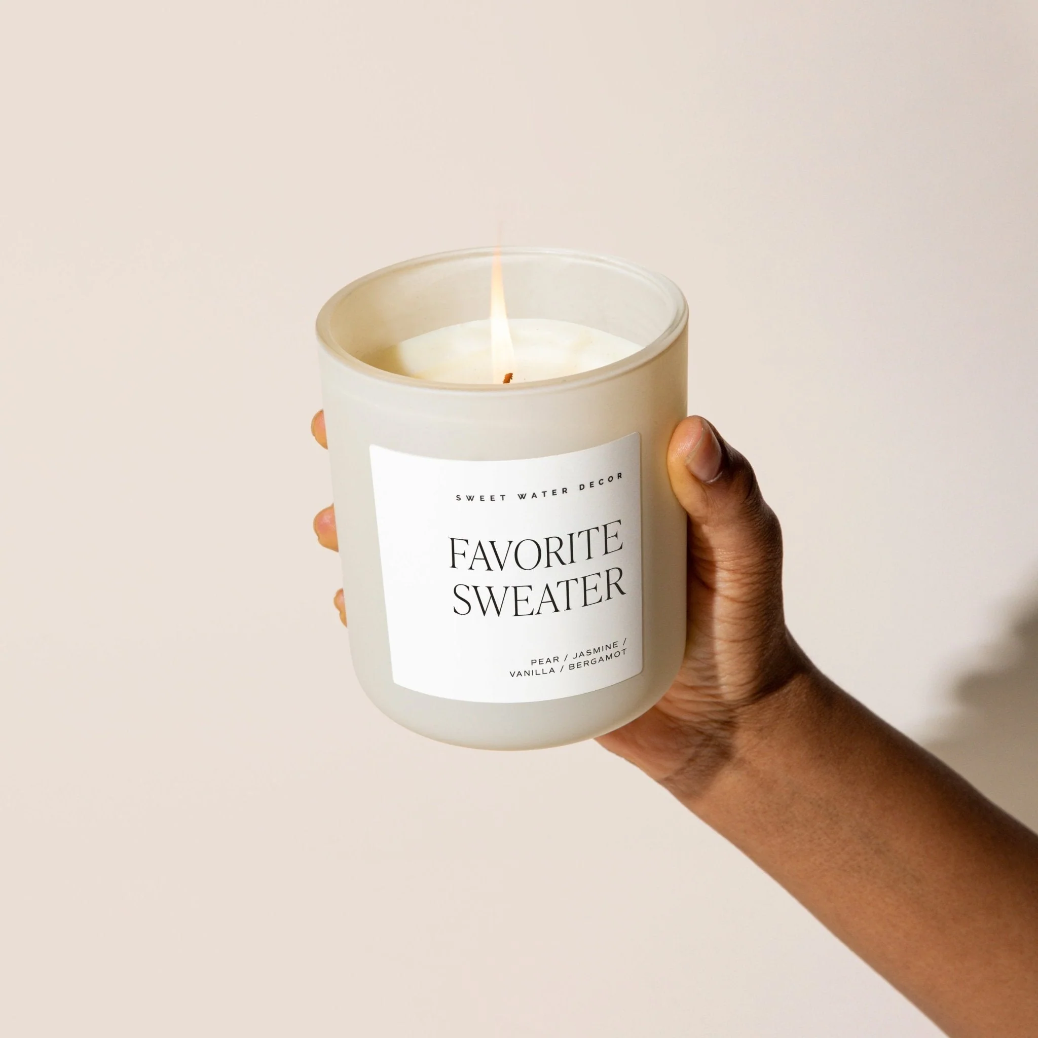 Favorite Sweater Soy Candle (15oz Tan Matte Jar) - Image 4