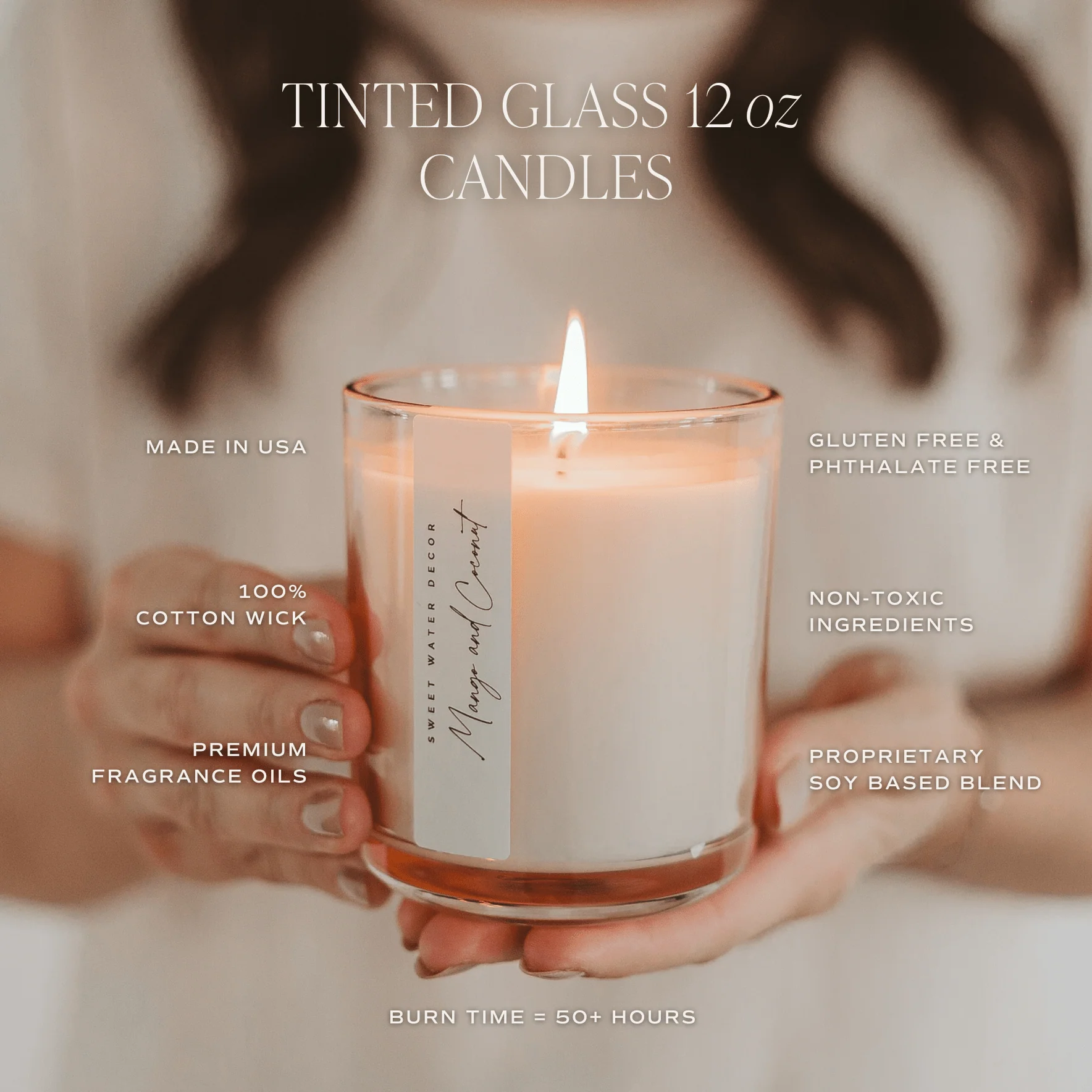 Mango and Coconut Soy Candle (12oz Tinted Glass Jar) - Image 4