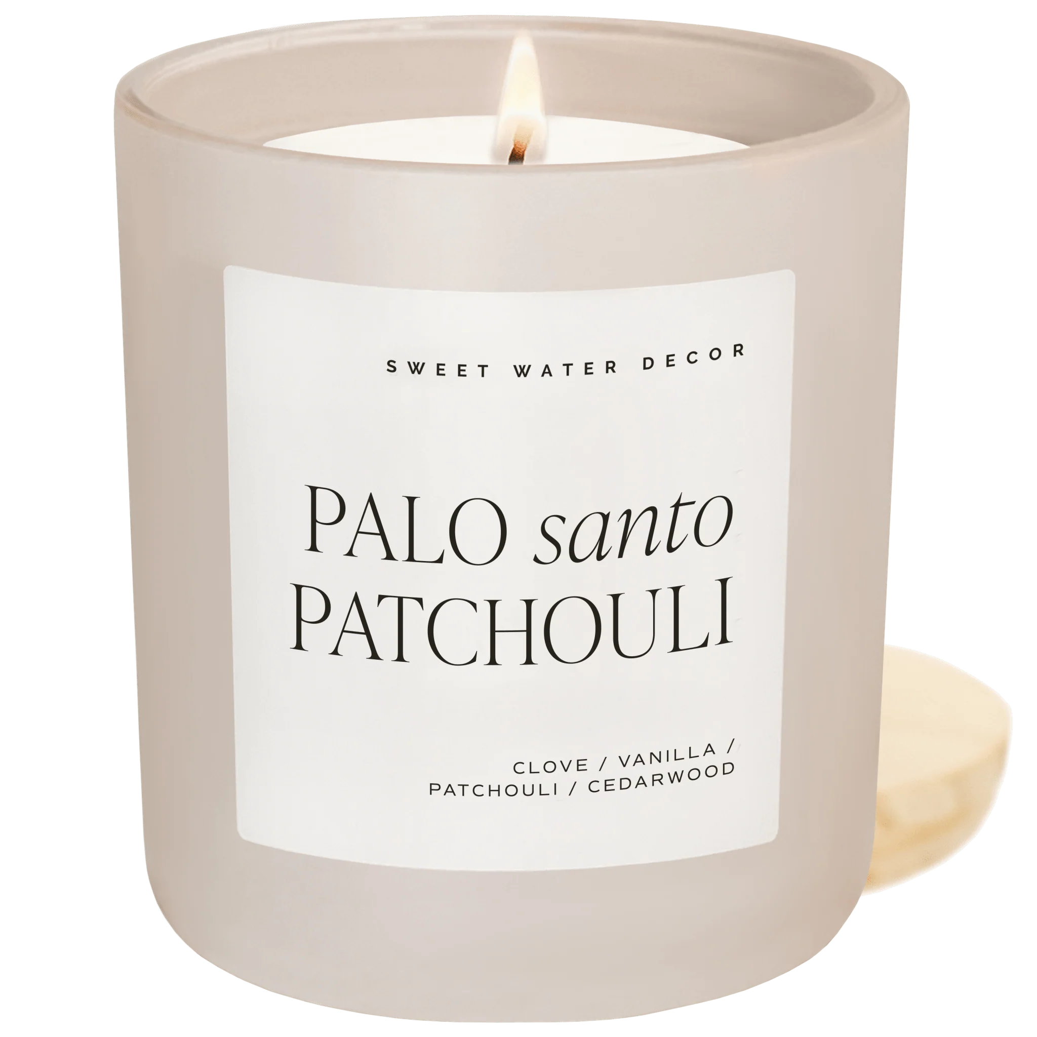 Palo Santo Patchouli Soy Candle (15oz Tan Matte Jar) - Image 3