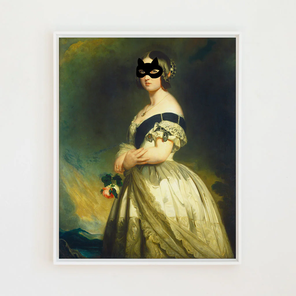 Queen Victoria and Her Cat Mask Canvas Wall Art - Image 8