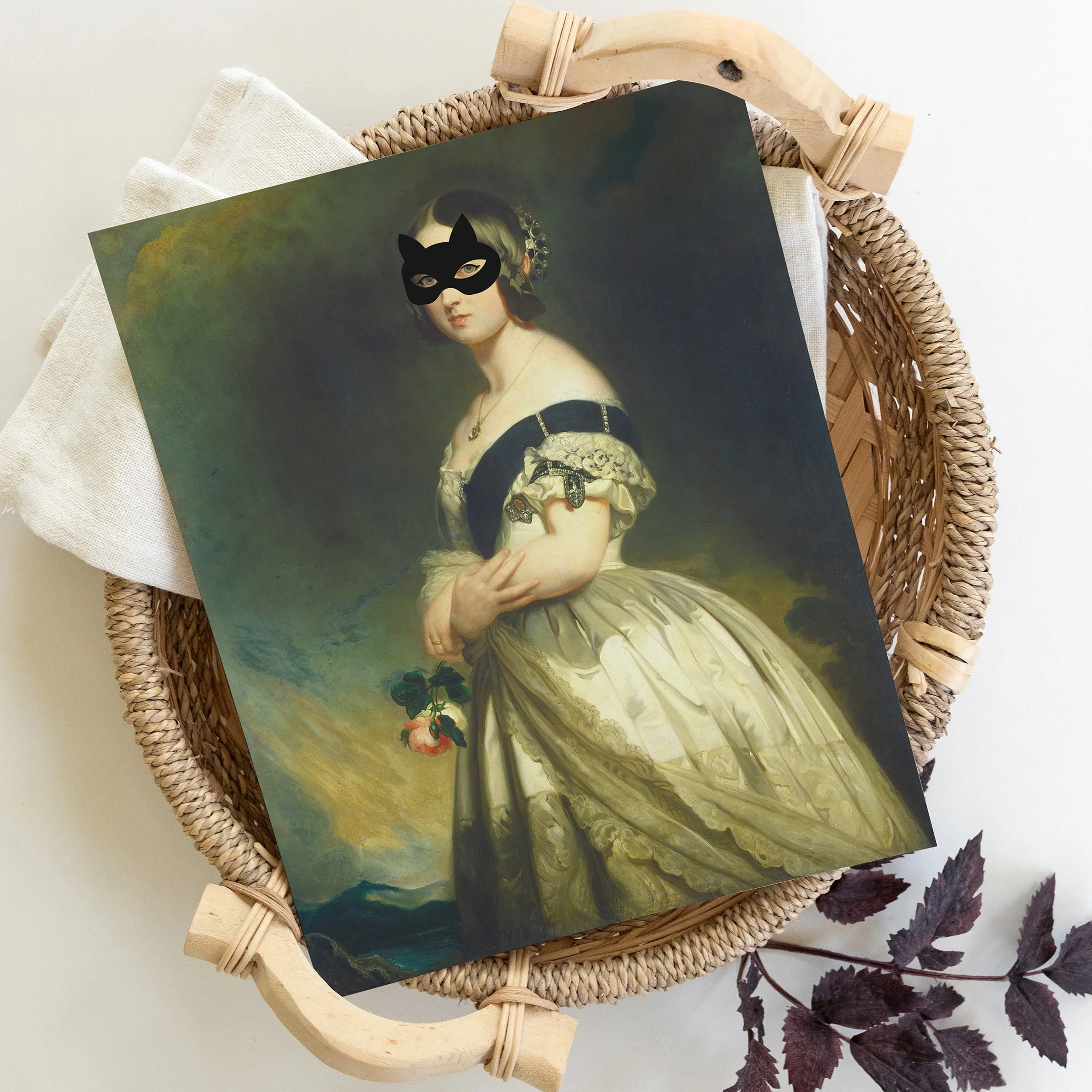 Queen Victoria and Her Cat Mask Canvas Wall Art - Image 9