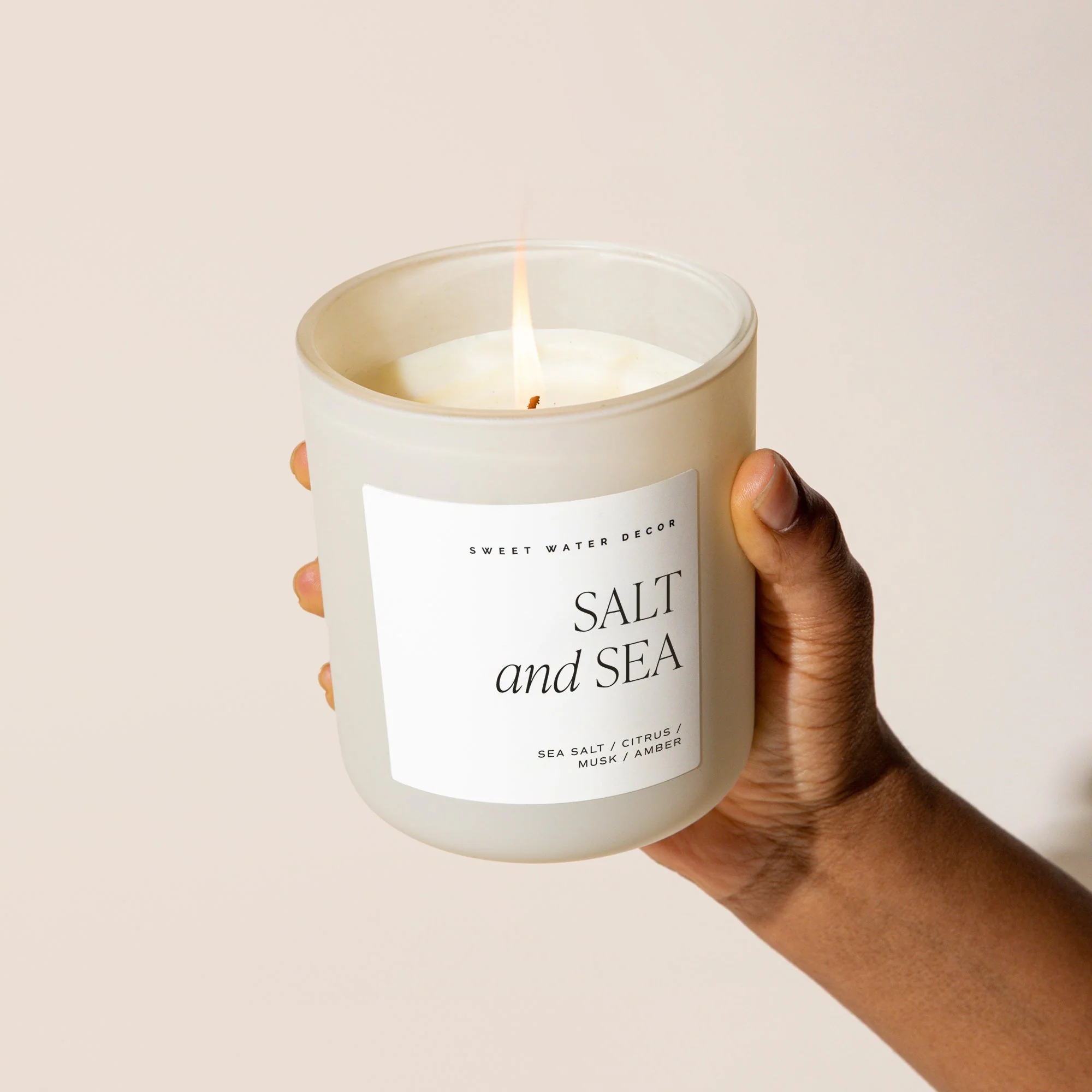 Salt and Sea Soy Candle (15oz Tan Matte Jar) - Image 6