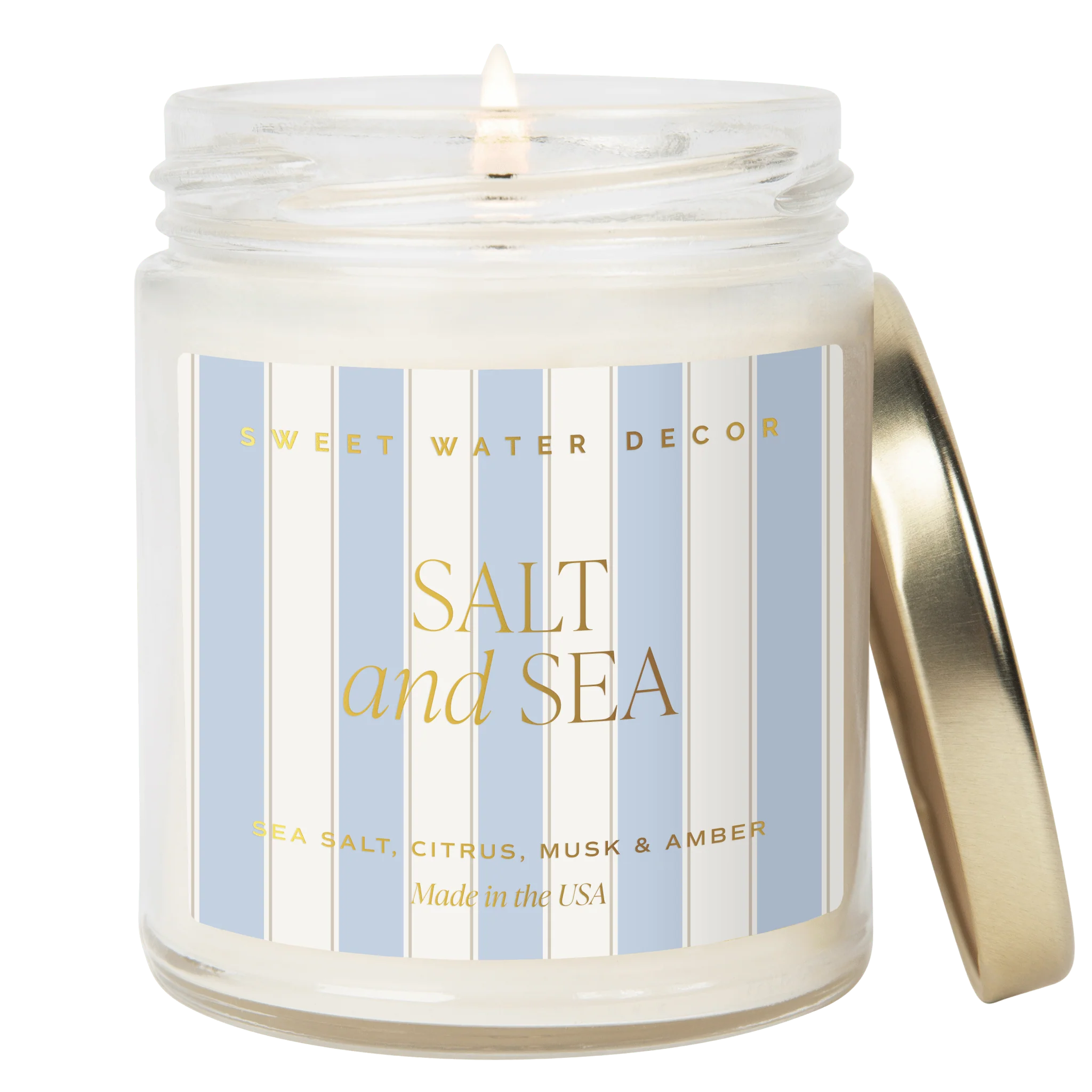 Salt and Sea Soy Patterned Candle (9oz Clear Jar) - Image 3