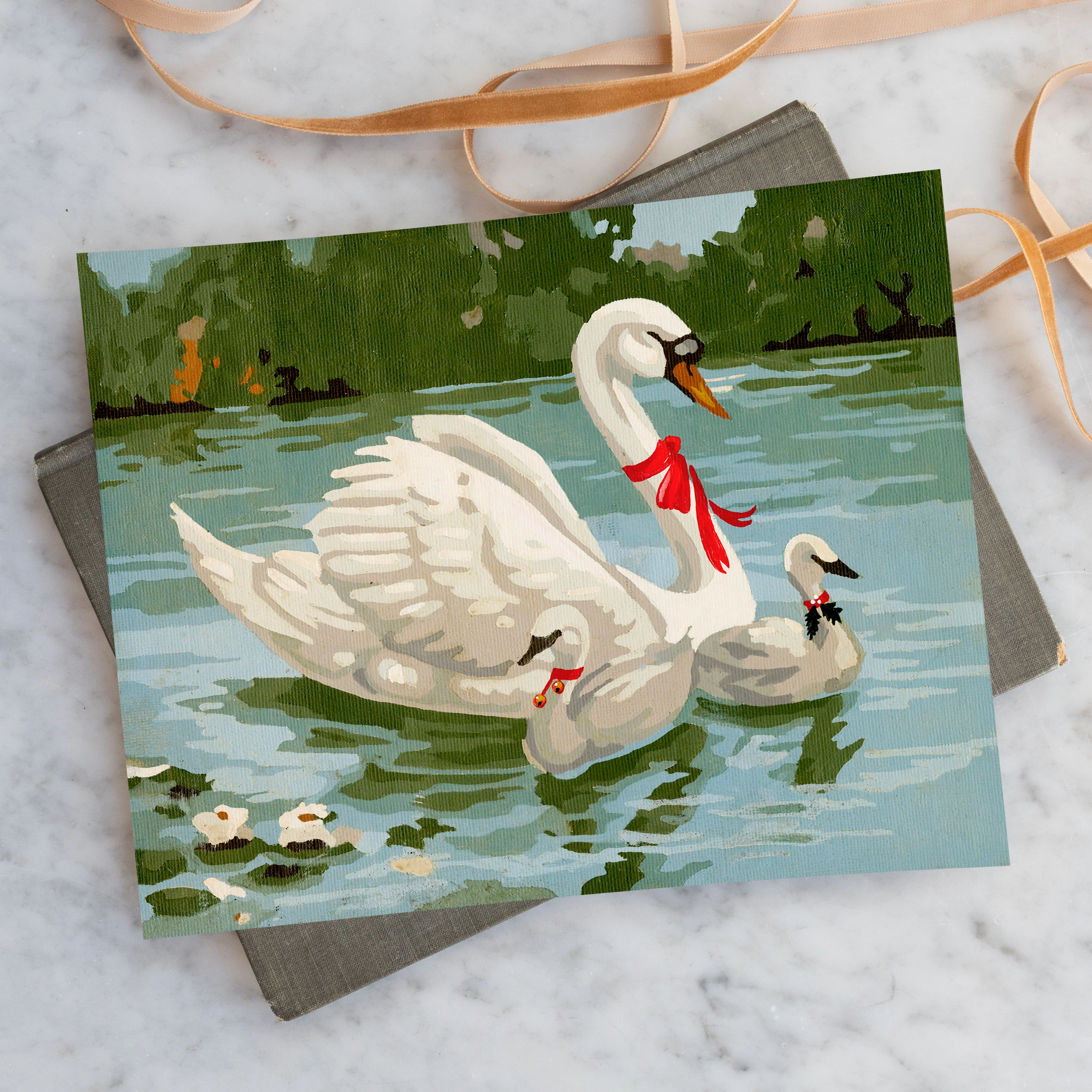 Swans A Swimming Paint By Number Canvas Wall Art - Image 7
