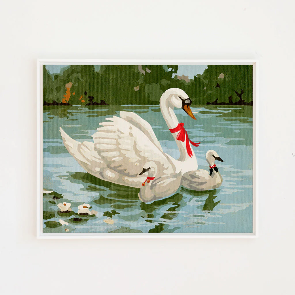 Swans A Swimming Paint By Number Canvas Wall Art - Image 6