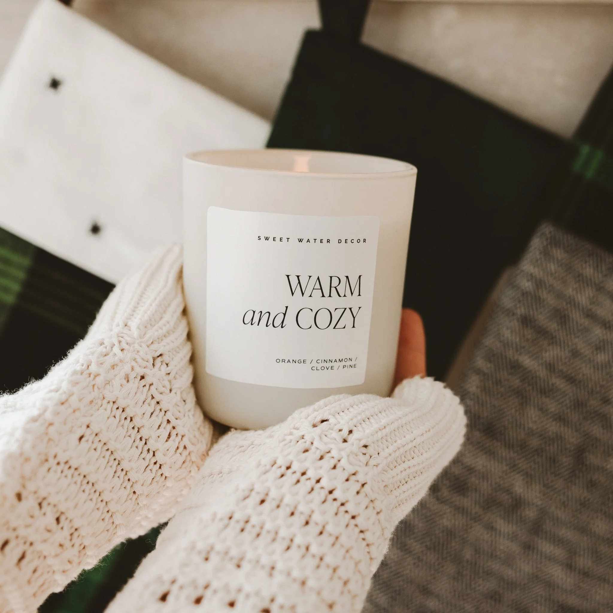 Warm and Cozy Soy Candle (15oz Tan Matte Jar) - Image 3