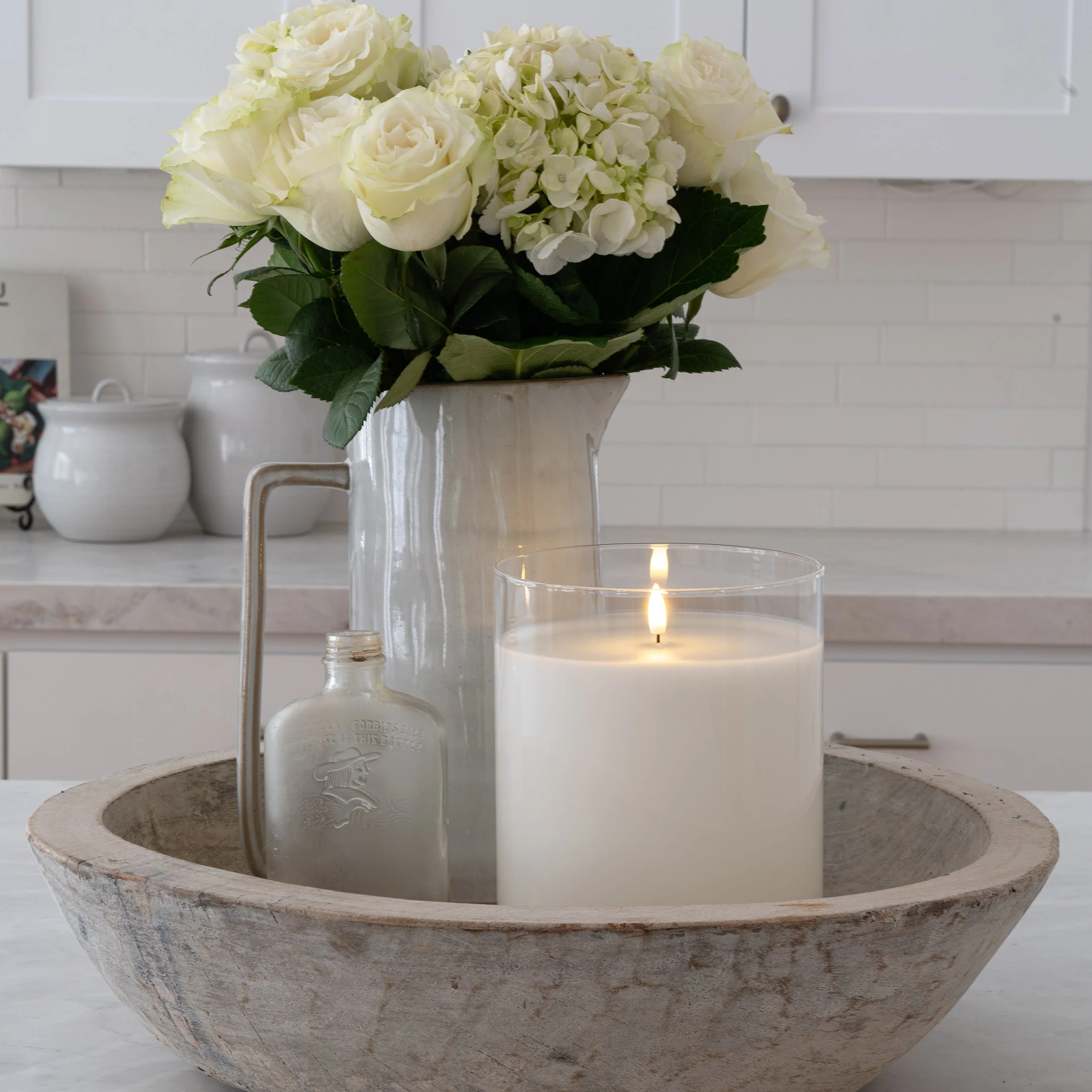 Huge White LED Flameless Hurricane Glass Candle - Image 3