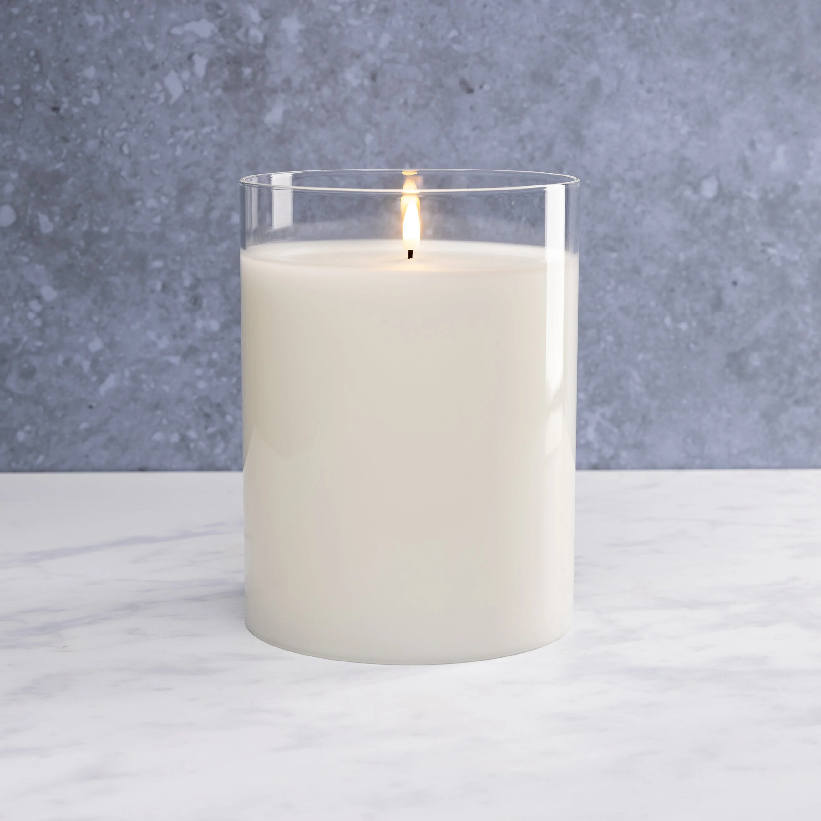 Huge White LED Flameless Hurricane Glass Candle - Image 6
